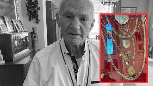 Marian Kasprzyk przed śmiercią oddał ostatnie medale. W ramce jedno z jego wotów w sanktuarium w Rajczy.