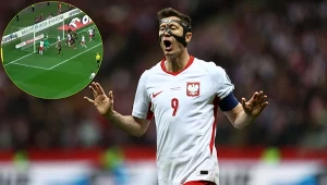 Robert Lewandowski z golem w meczu Polska - Albania