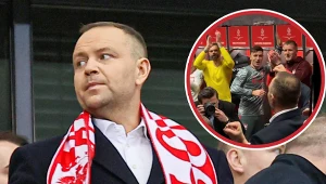 Karol Nawrocki na meczu Polska - Albania