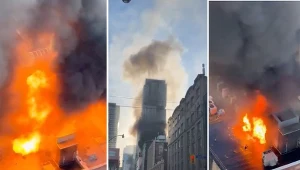 Wielki pożar na dachu budynku w centrum Toronto. Słychać było eksplozje