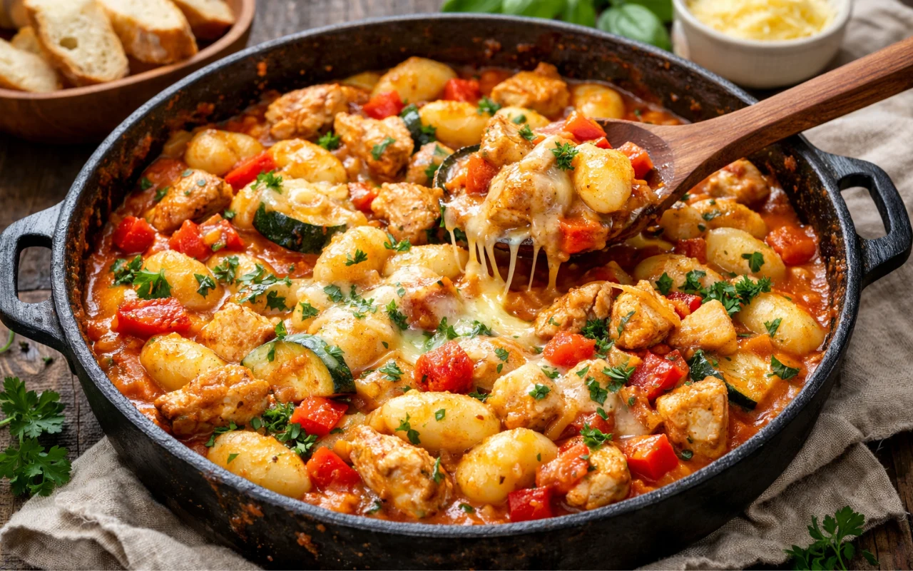 Danie, które robi furorę w każdym domu Kurczak w sosie pomidorowym z kopytkami - szybki przepis jednogarnkowy na obiad