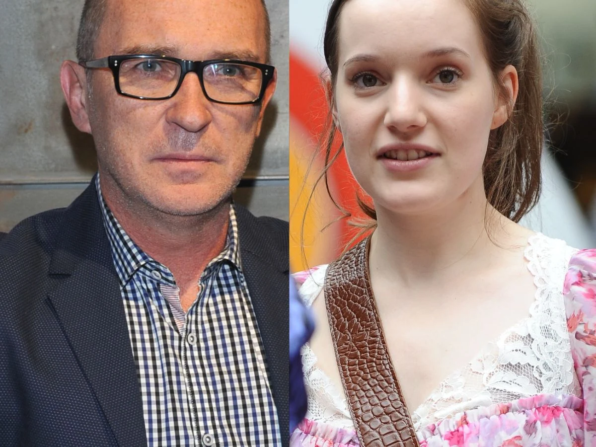 Andrzej Krzywy i sanah Andrzej Krzywy po lewej, sanah po prawej na podzielonym pionowo zdjęciu, oboje w charakterystycznych stylizacjach.