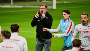 Jan Urban w trakcie treningu reprezentacji Polski przed meczem ze Szwecją