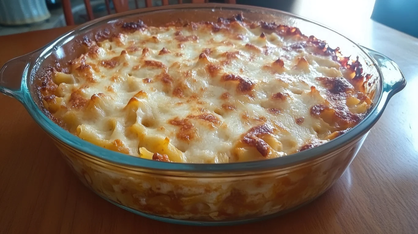 To pomysł na sycący, rodzinny obiad Zapiekanka makaronowa z kurczakiem w naczyniu żaroodpornym.