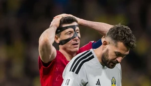 Robert Lewandowski podczas meczu Szwecja - Polska