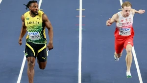 Kishane Thompson (z lewej, obok nasz Oliwer Wdowik) w Toruniu został wicemistrzem świata. A w Miramar uzyskał najlepszy czas w historii na 150 metrów