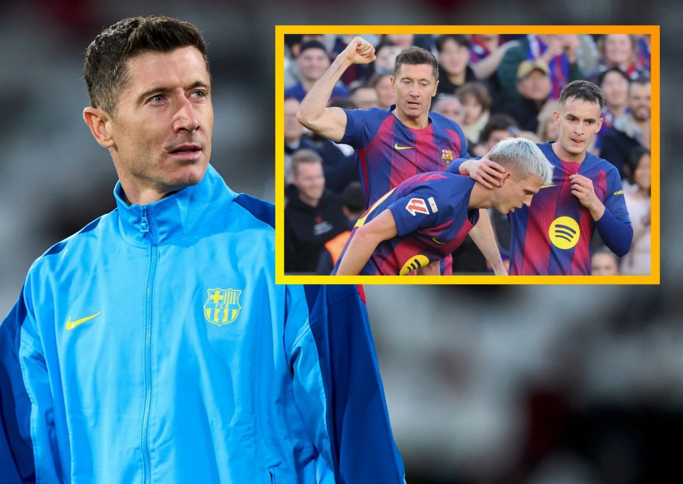 Robert Lewandowski, Dani Olmo i Marc Casado Robert Lewandowski, Dani Olmo i Marc Casado