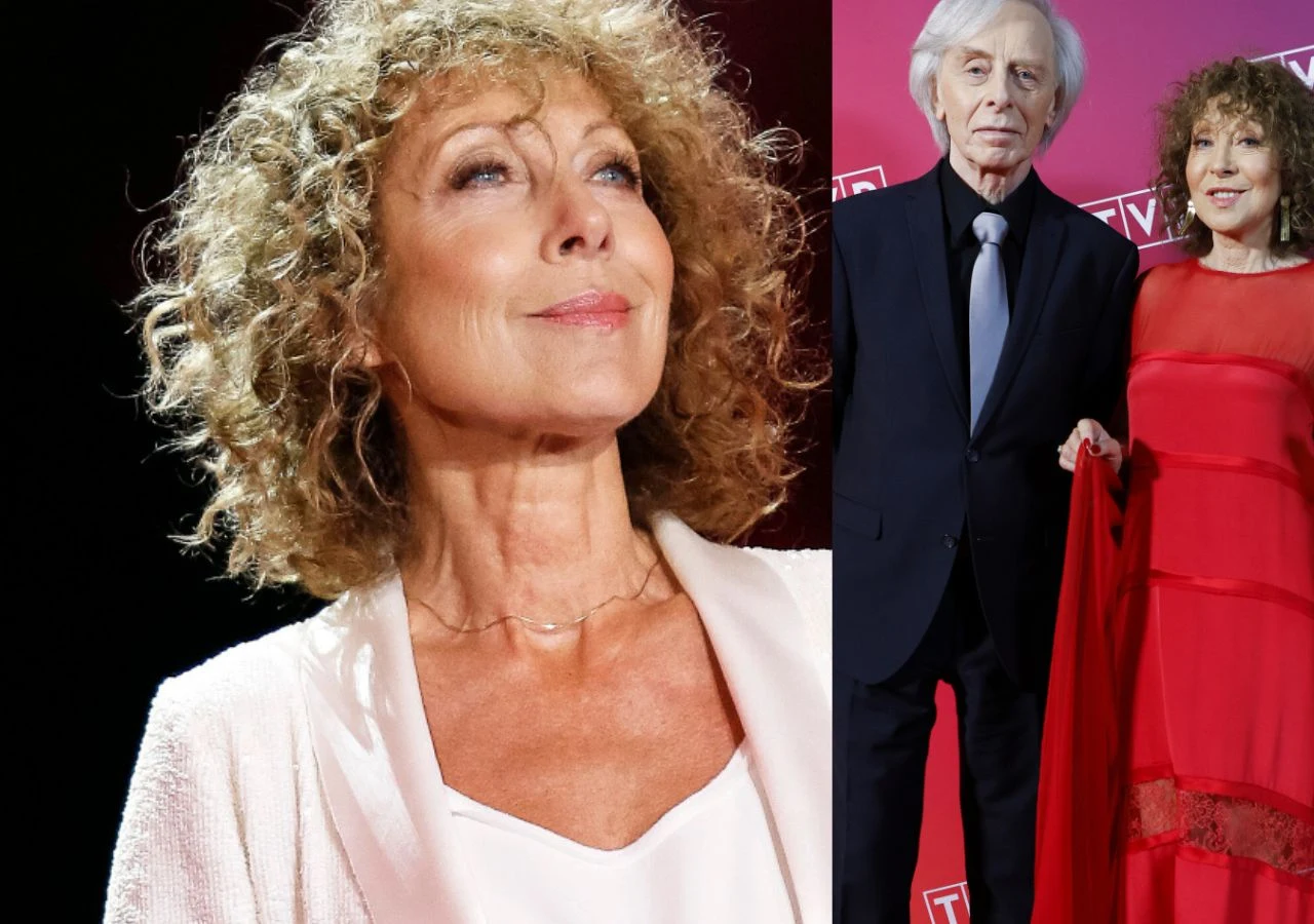 Alicja Majewska, Włodzimierz Korcz Kobieta o kręconych, jasnych włosach ubrana w białą marynarkę na pierwszym planie po lewej; po prawej stronie kobieta ta w czerwonej sukni oraz mężczyzna w czarnym garniturze i niebieskim krawacie stoją razem na tle ścianki z logotypami.