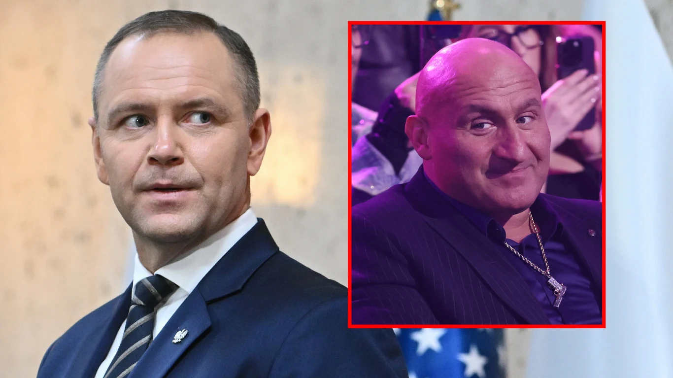 Karol Nawrocki, Marcin Najman (wklejony) Karol Nawrocki i Marcin Najman, zestawieni razem na jednym zdjęciu, powiązani z tematem Trybunału Konstytucyjnego