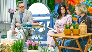 Kasia Joda i prowadzący "halo tu polsat"