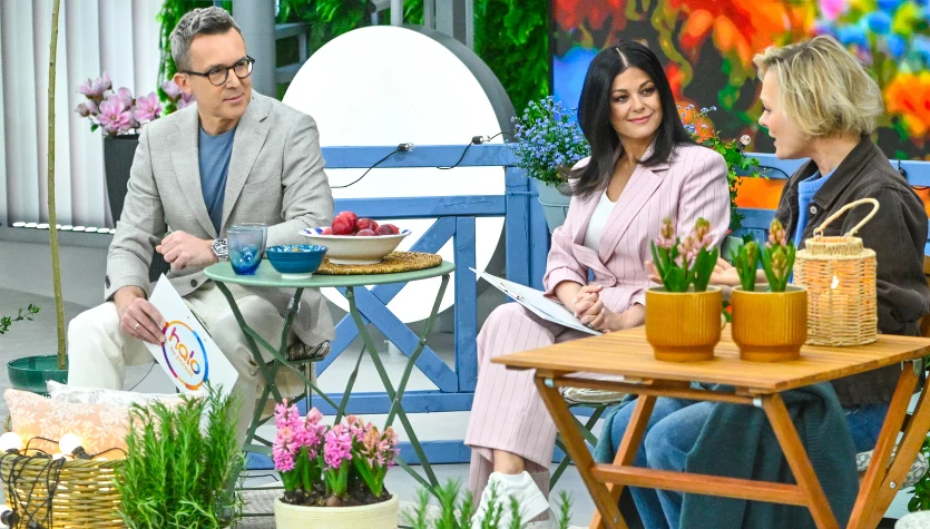 Kasia Joda i prowadzący "halo tu polsat"