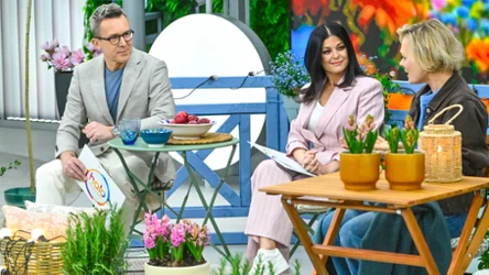 Kasia Joda i prowadzący "halo tu polsat"