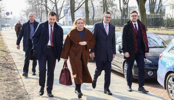 Mateusz Morawiecki z Łukaszem Schreiberem, Olgą Semeniuk-Patkowską i Robertem Gontarzem