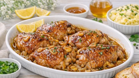 Udziec z indyka w sosie miodowo-czosnkowym - przepis Jurka Sobieniaka