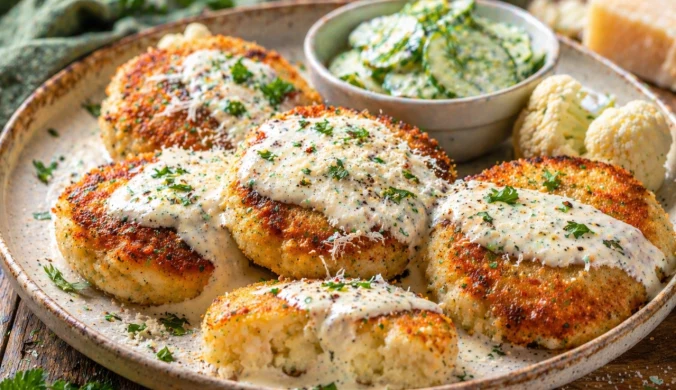 Kotlety z kalafiora w sosie serowym