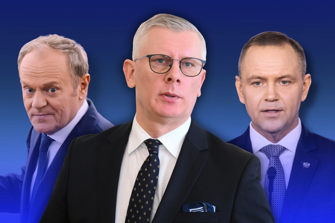 Na zdjęciu: premier Donald Tusk, szef BBN Sławomir Cenckiewicz i prezydent Karol Nawrocki (Zbyszek Kaczmarek / Forum / Lev Radin / Zuma Press / Jacek Szydlowski ; kolaż M.Piasecka/Interia) Premier Donald Tusk, szef BBN Sławomir Cenckiewicz, prezydent Karol Nawrocki