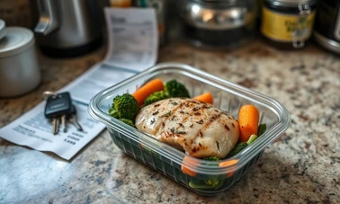 Pudełko High Protein Szamamm z Żabki — filet z kurczaka w ziołach z warzywami