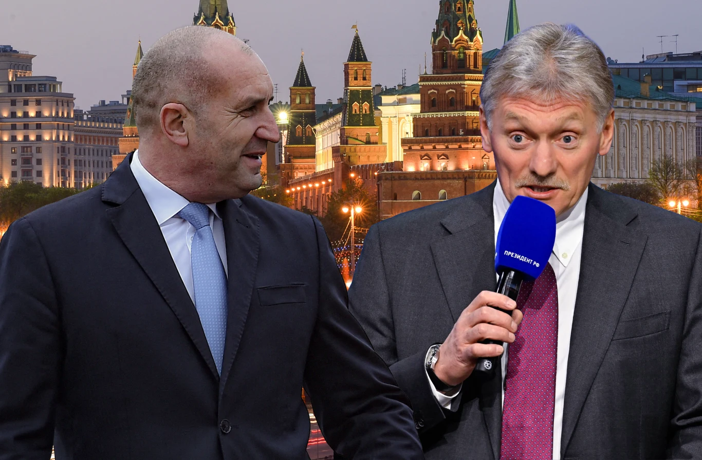 Rumen Radew po wygranych wyborach zabrał głos w sprawie Rosji. Kreml komentuje Rumen Radew i rzecznik Władimira Putina Dmitrij Pieskow na tle Kremla
