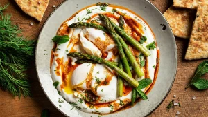 Jajka po turecku ze szparagami