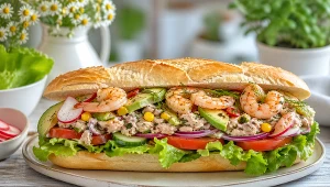 Kanapka z tuńczykiem i krewetkami