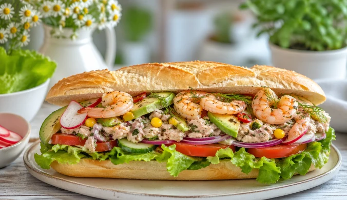 Kanapka z tuńczykiem i krewetkami