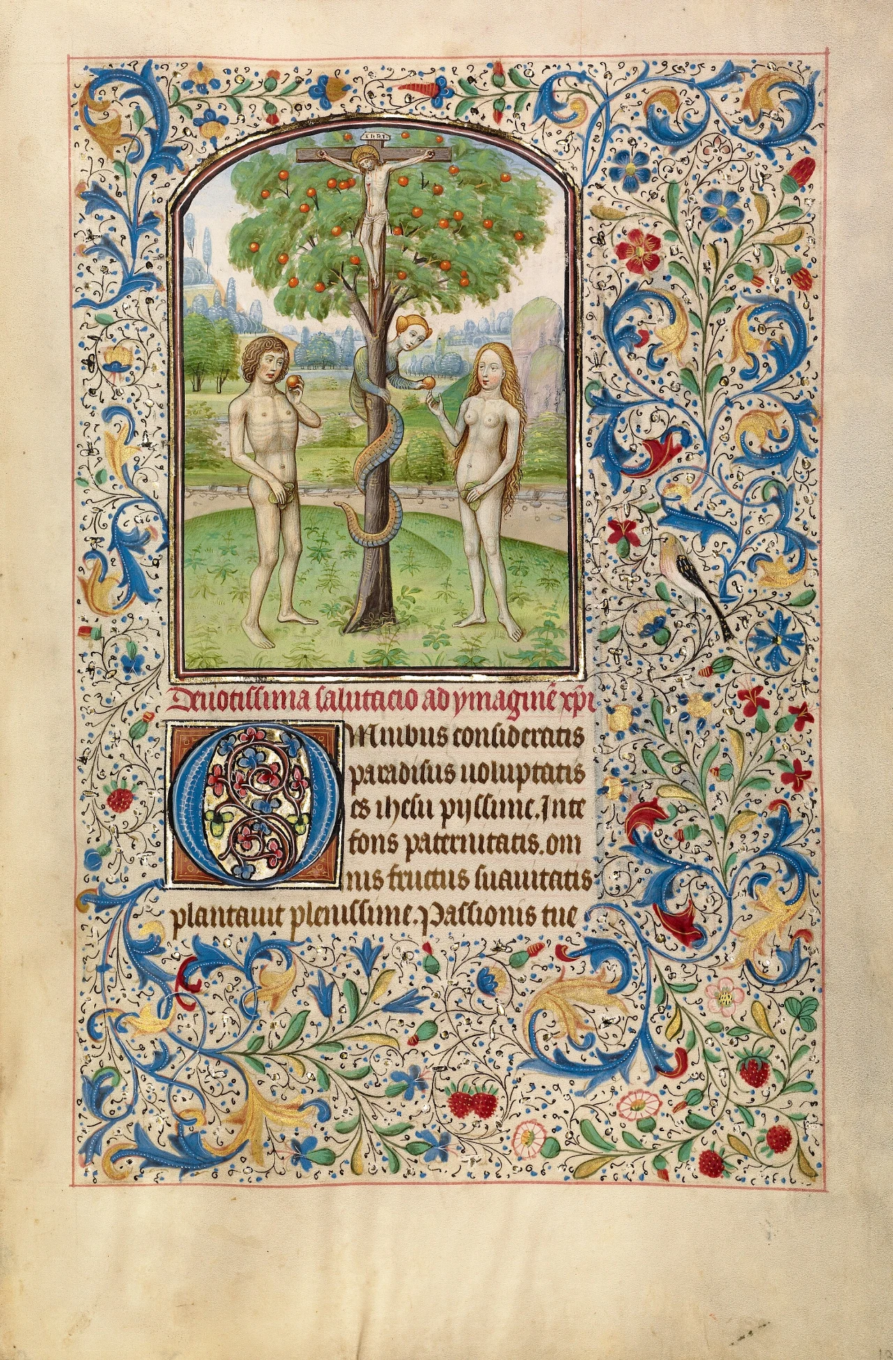 Adam i Ewa jedzący zakazany owoc, Willem Vrelant, Godzinki Arenberg, ok. 1460-65