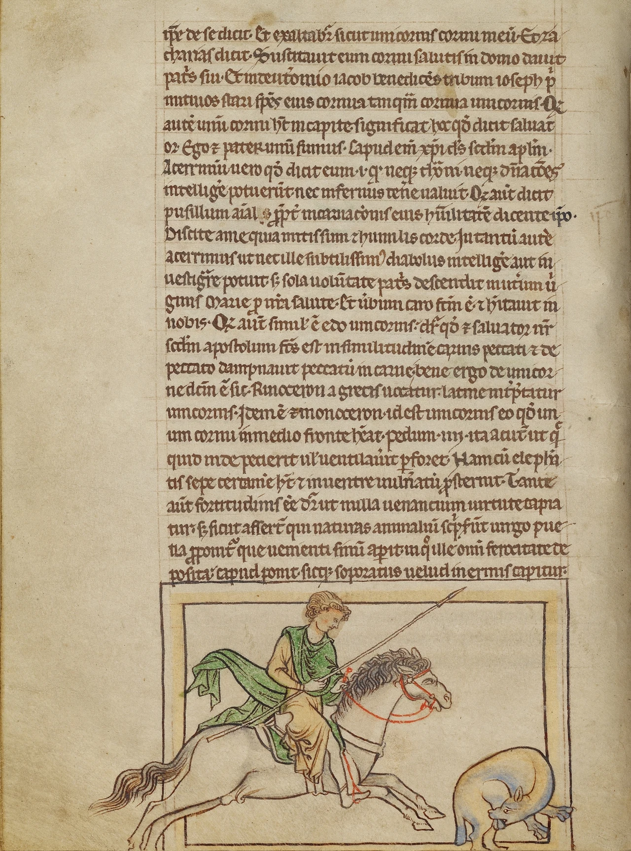 Bóbr odgryzający sobie jądra, Bestiariusz księcia Northumberland, ok. 1250–1260