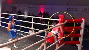 Natalia Kuczewska w końcu walki z Irlandą odważnie poszła do przodu. A rywalka... się uchyliła. Oto efekt