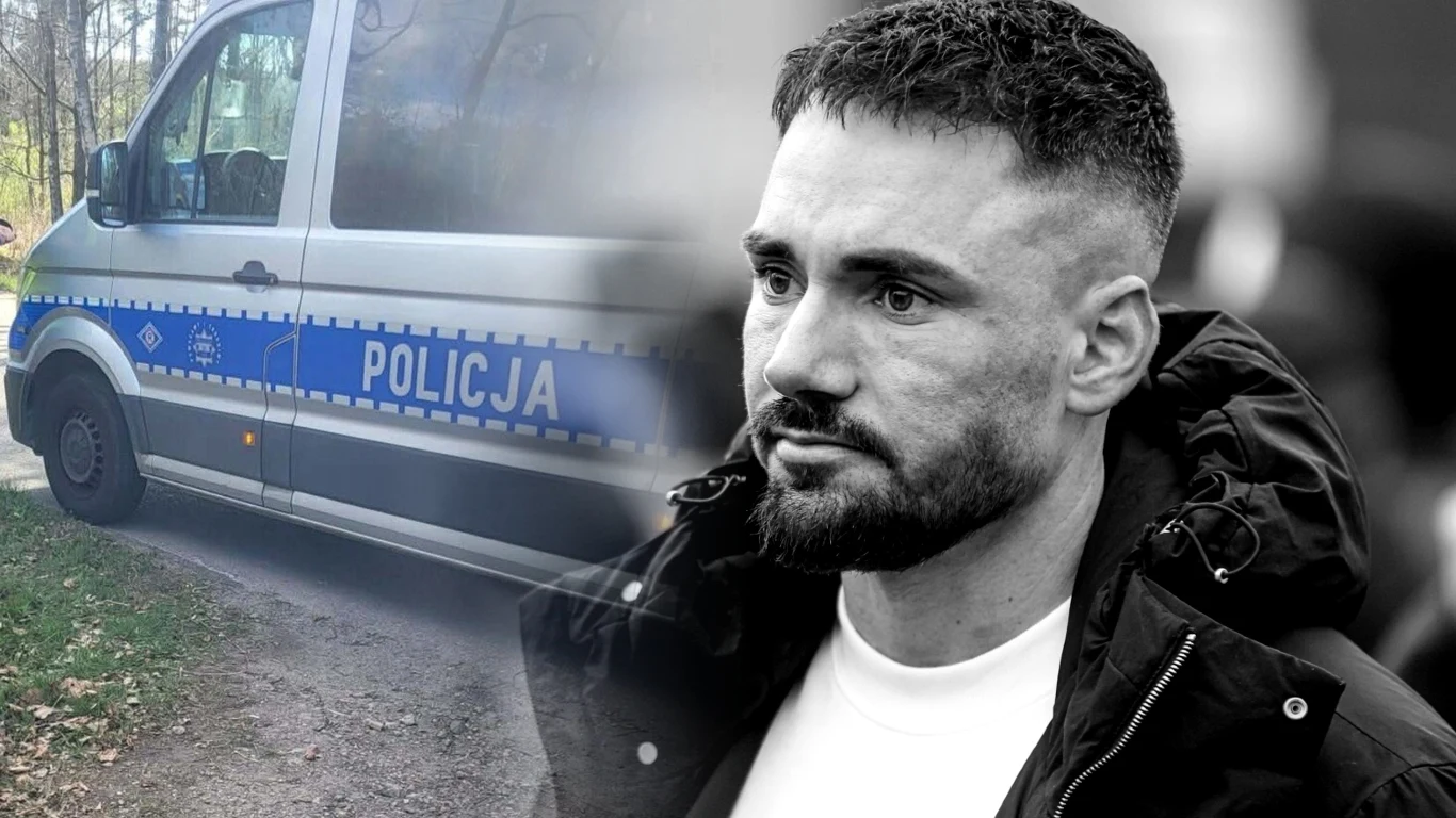 Łukasz Litewka zginął w wypadku. Policja apeluje o zachowanie spokoju i rozwagi Policyjny radiowóz przy drodze, obok zmarły poseł Łukasz Litewka, w kurtce i białej koszulce.