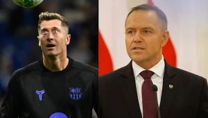 Na zdjęciu snajper FC Barcelona Robert Lewandowski oraz prezydent RP Karol Nawrocki
