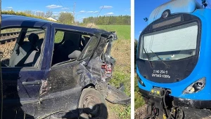 Mikołów. Skradzione auto stało na torach. Wjechał w nie pociąg