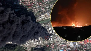 Rosja. Kłęby dymu nad miastem Tuapse po ukraińskim ataku