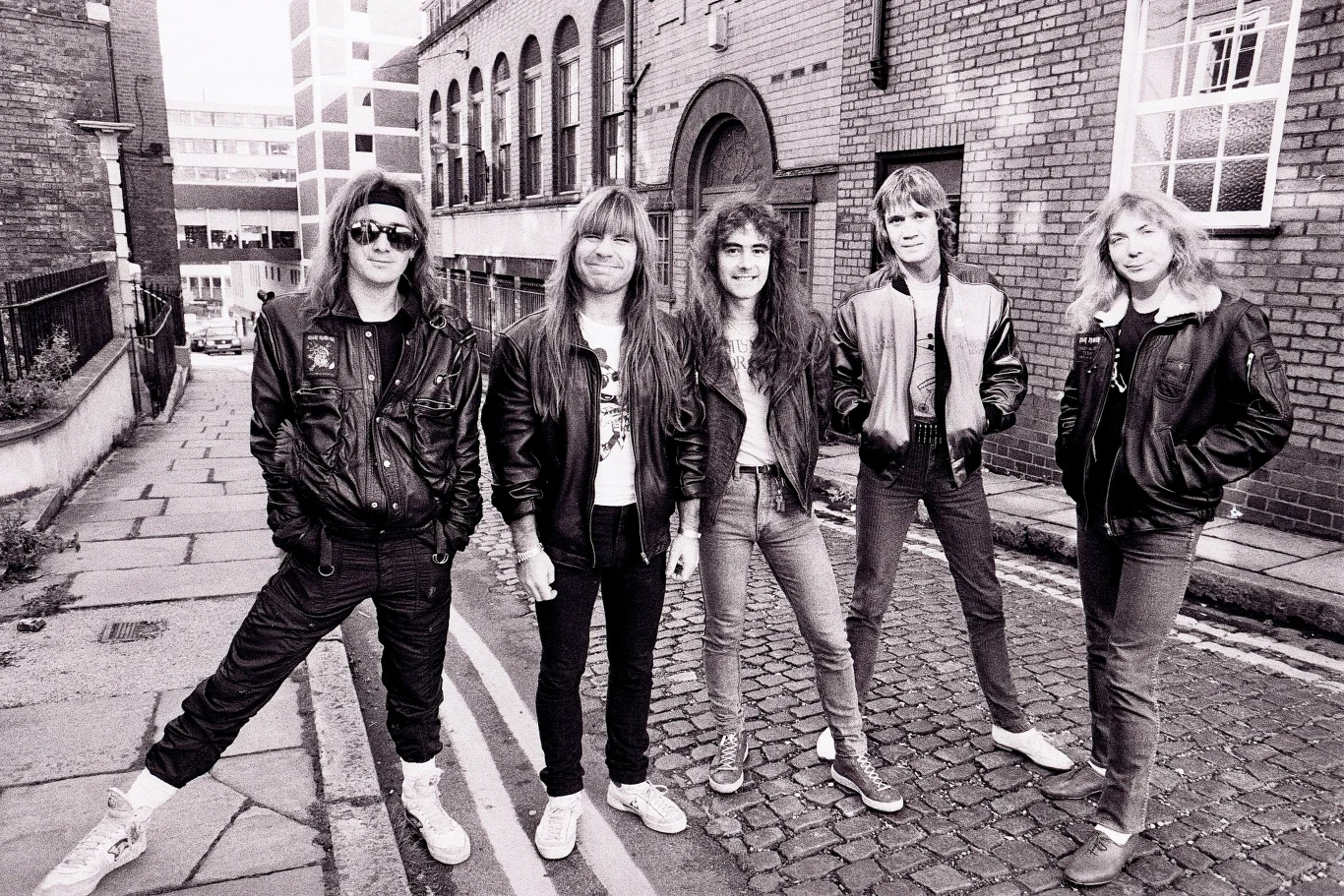 Iron Maiden we wrześniu 1984 r. - od lewej: Adrian Smith, Bruce Dickinson, Steve Harris, Nicko McBrain i Dave Murray Członkowie Iron Maiden w 1984 r.