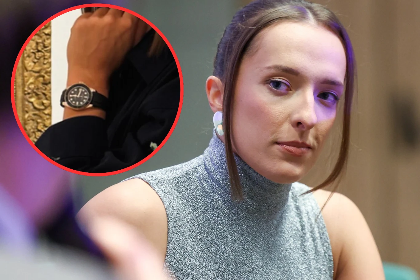Iga Świątek założyła luksusowy zegarek na niedawną wywieczkę po Madrycie Iga Świątek w szarej bluzce bez rękawów, prezentuje czarno-złoty zegarek Rolex podczas wycieczki w Madrycie.