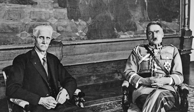 Ignacy Daszyński i Józef Piłsudski w gabinecie marszałka Sejmu, 1928 