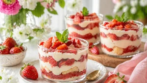Truskawkowe tiramisu z waniliowym kremem