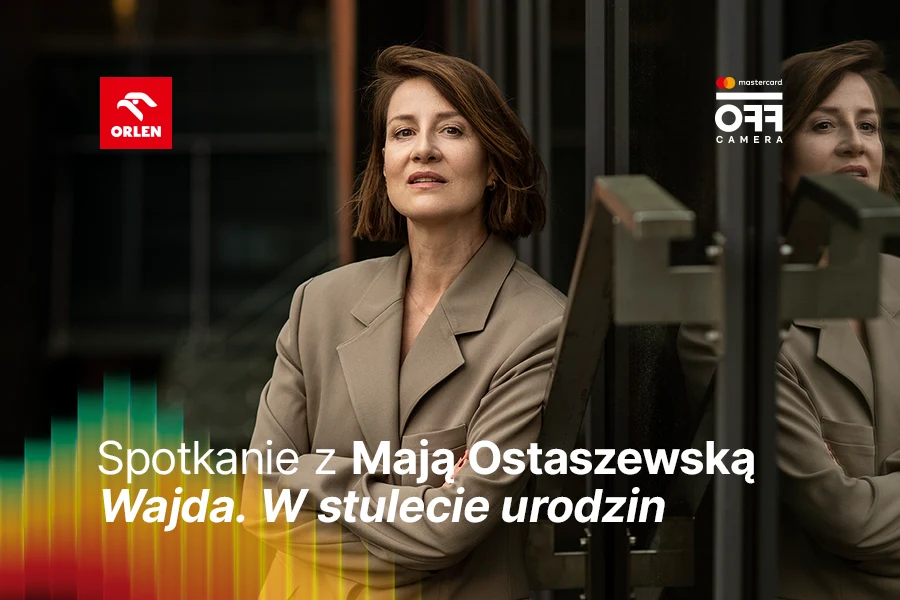 Grafika promująca spotkanie z Mają Ostaszewską w Muzeum Manggha