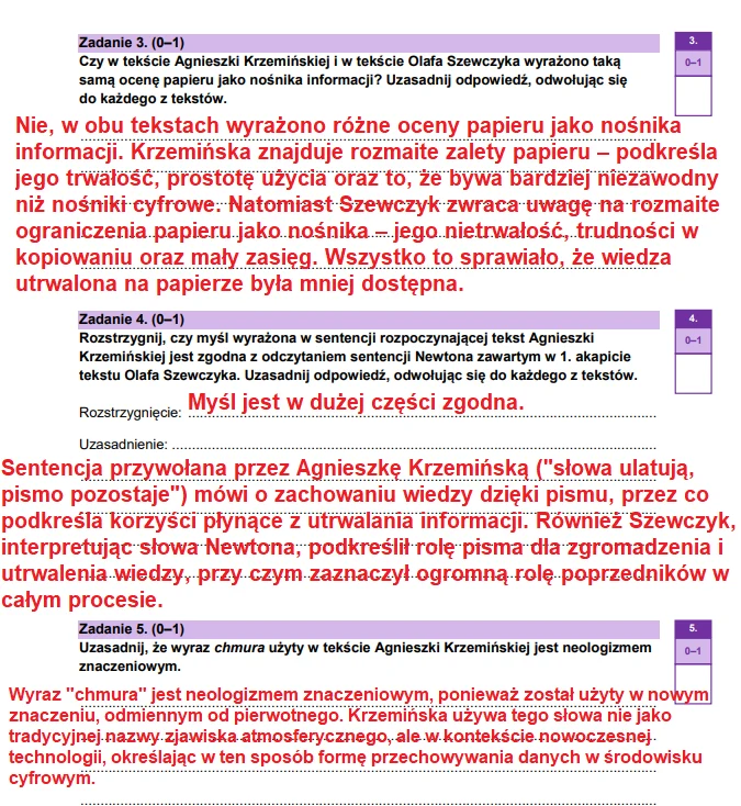 Matura 2026. Język polski, poziom podstawowy. Arkusz CKE - zadania 3-5 Matura 2026. Język polski, poziom podstawowy. Arkusz CKE - zadania 3-5