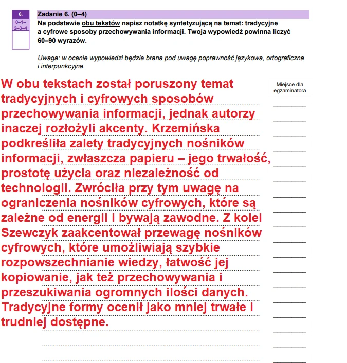 Matura 2026. Język polski, poziom podstawowy. Arkusz CKE - zadanie 6 Matura 2026. Język polski, poziom podstawowy. Arkusz CKE - zadanie 6