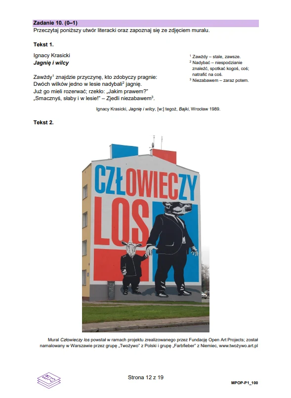 Matura 2026. Język polski, poziom podstawowy. Arkusz CKE - zadanie 10 Matura 2026. Język polski, poziom podstawowy. Arkusz CKE - zadanie 10