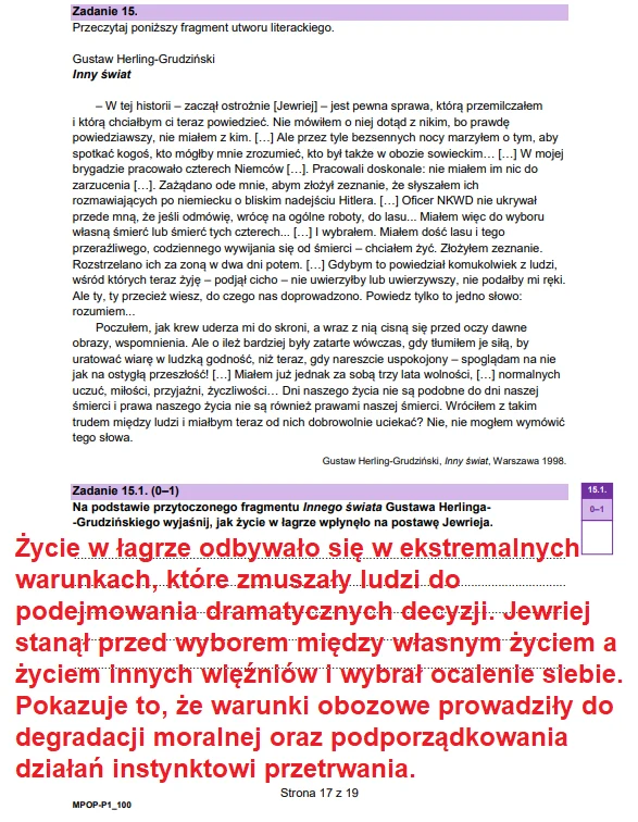 Matura 2026. Język polski, poziom podstawowy. Arkusz CKE - zadanie 15 Matura 2026. Język polski, poziom podstawowy. Arkusz CKE - zadanie 15
