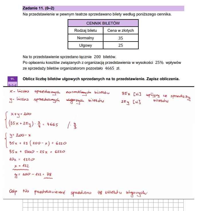 Matura 2026. Matematyka, poziom podstawowy. Arkusz CKE - zadanie 11 Matura 2026. Matematyka, poziom podstawowy. Arkusz CKE - zadanie 11