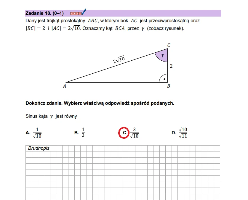 Matura 2026. Matematyka, poziom podstawowy. Arkusz CKE - zadanie 18 Matura 2026. Matematyka, poziom podstawowy. Arkusz CKE - zadanie 18