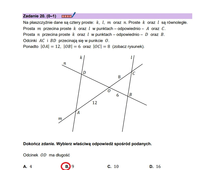 Matura 2026. Matematyka, poziom podstawowy. Arkusz CKE - zadanie 20 Matura 2026. Matematyka, poziom podstawowy. Arkusz CKE - zadanie 20