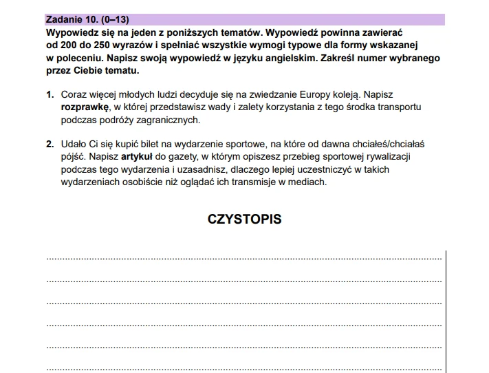 Matura 2026. Język angielski, poziom rozszerzony. Arkusz CKE - zadanie 10
