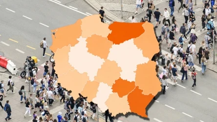 Rośnie bezrobocie w Polsce (województwa z wyższym odsetkiem oznaczyliśmy ciemniejszym kolorem)