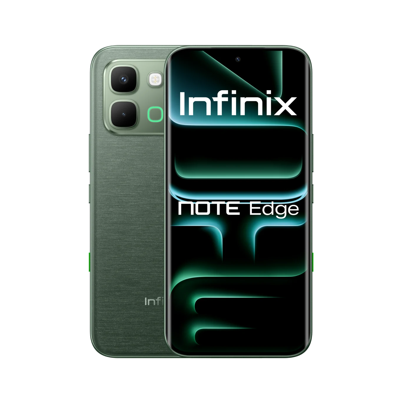 Smartfon Infinix Note Edge z dużym wyświetlaczem, minimalistycznym designem i podwójnym aparatem na tylnym panelu.