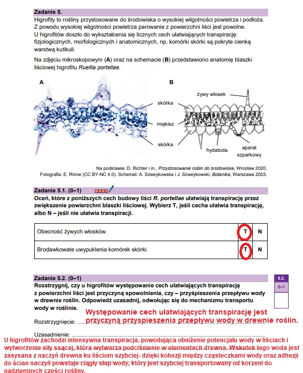 Matura 2026. Biologia, poziom rozszerzony. Arkusz CKE - zadanie 5
