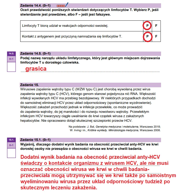 Matura 2026. Biologia, poziom rozszerzony. Arkusz CKE - zadania 14 i 15