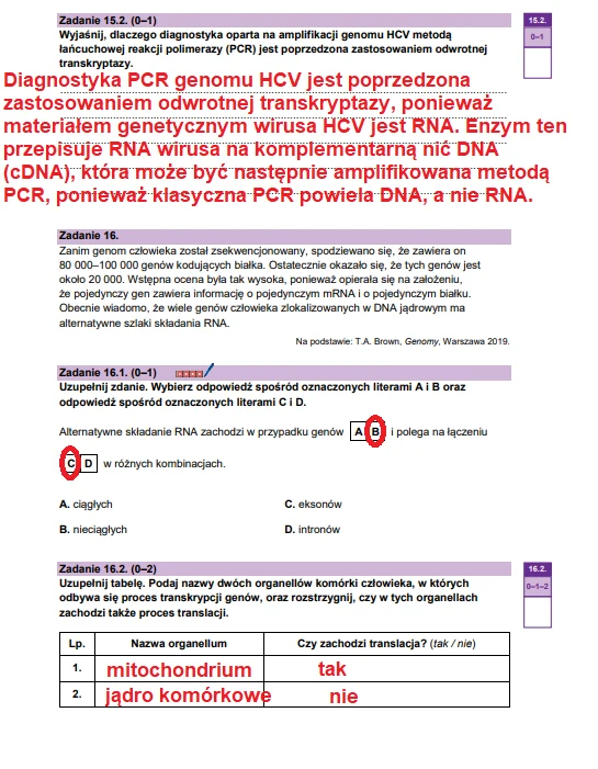 Matura 2026. Biologia, poziom rozszerzony. Arkusz CKE - zadania 15 i 16
